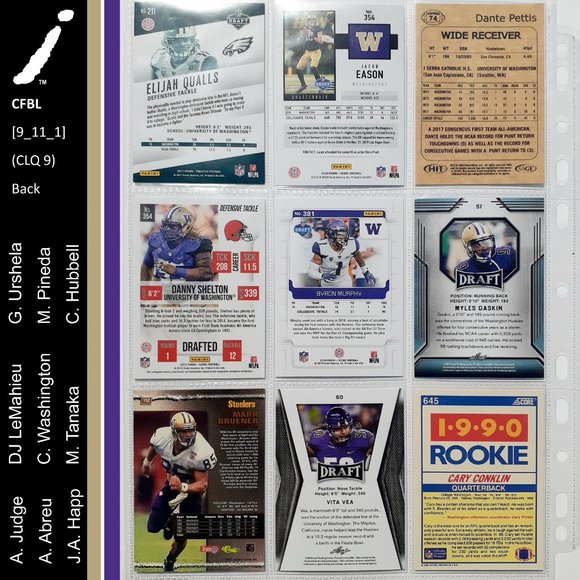 Washington Huskies 9 Card Lot - CFTBL [9_11_1] - Picture 2 of 8